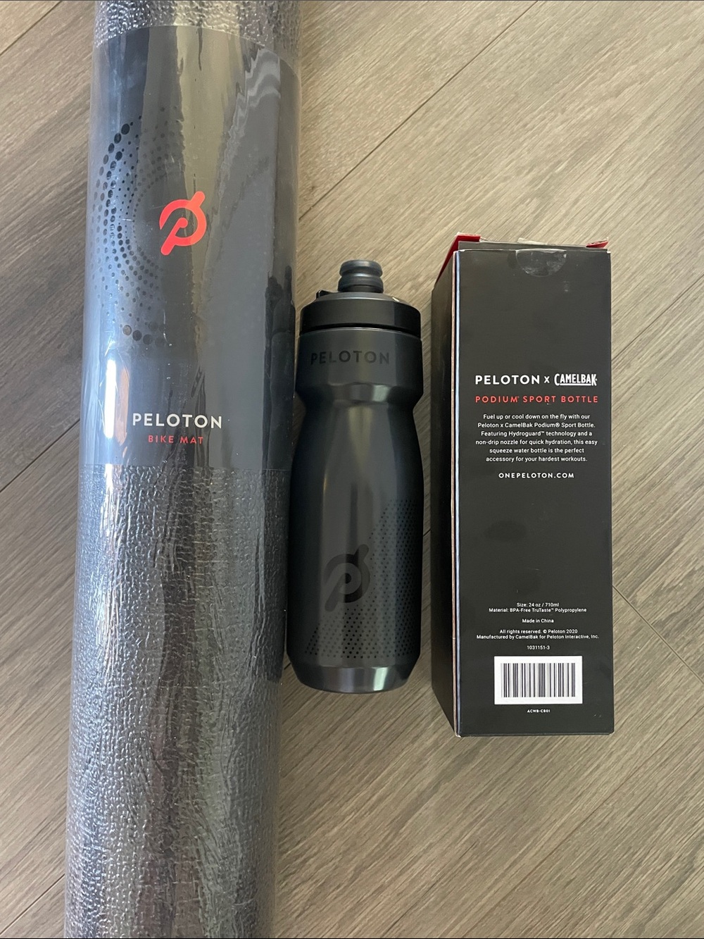 Peloton Bike Mat and NIB Podium Sport Bottle Bundle - Picture 2 of 7